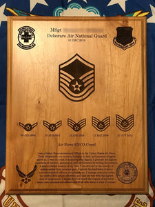 Air Force - Promotion Plaque - Pikes Peak Laser Creations