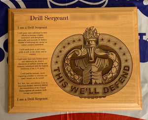 Army - Drill Sergeant Badge & Creed Plaque - Pikes Peak Laser Creations