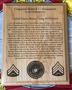 Marine Corps - NCO Creed Plaque - Pikes Peak Laser Creations