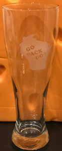Green Bay Packers - Go Pack Go Pilsner Glass 23oz - Pikes Peak Laser Creations