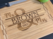 Load image into Gallery viewer, Family Name Mr &amp; Mrs - Cutting Board - Pikes Peak Laser Creations
