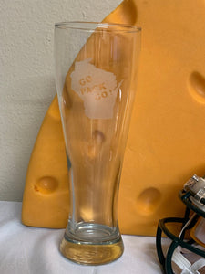 Green Bay Packers - Go Pack Go Pilsner Glass 23oz - Pikes Peak Laser Creations