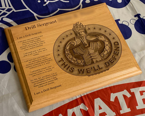Army - Drill Sergeant Badge & Creed Plaque - Pikes Peak Laser Creations