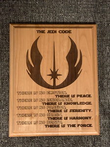 Star Wars - Jedi Code Plaque - Pikes Peak Laser Creations