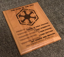 Load image into Gallery viewer, Star Wars - Sith Code Plaque - Pikes Peak Laser Creations
