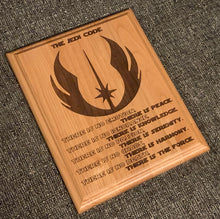 Load image into Gallery viewer, Star Wars - Jedi Code Plaque - Pikes Peak Laser Creations
