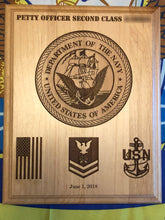 Load image into Gallery viewer, Navy - Emblem/Promotion Plaque - Pikes Peak Laser Creations
