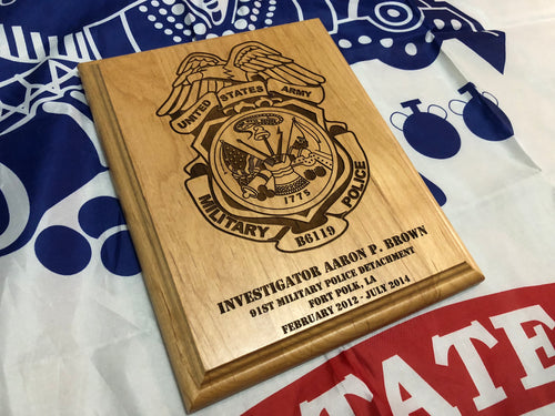 Army - Military Police Badge Plaque - Pikes Peak Laser Creations