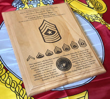 Load image into Gallery viewer, Marine Corps - Staff NCO Promotion/Retirement Plaque - Pikes Peak Laser Creations
