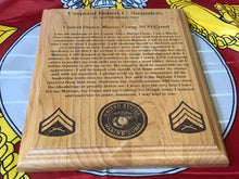 Load image into Gallery viewer, Marine Corps - NCO Creed Plaque - Pikes Peak Laser Creations
