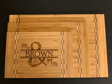 Load image into Gallery viewer, Family Name Mr &amp; Mrs - Cutting Board - Pikes Peak Laser Creations
