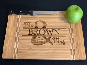 Family Name Mr & Mrs - Cutting Board - Pikes Peak Laser Creations