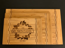 Load image into Gallery viewer, Family Name Wreath - Cutting Board - Pikes Peak Laser Creations
