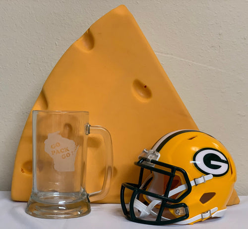 Green Bay Packers - Go Pack Go Beer Mug 16oz - Pikes Peak Laser Creations