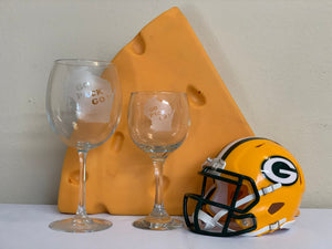Green Bay Packers - Go Pack Go Red Wine Glass 10.5oz - Pikes Peak Laser Creations