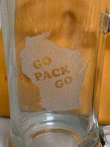 Green Bay Packers - Go Pack Go Beer Mug 16oz - Pikes Peak Laser Creations