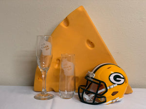 Green Bay Packers - Go Pack Go Champagne Flute 6oz - Pikes Peak Laser Creations